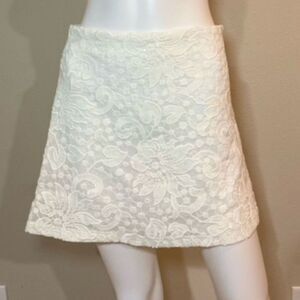 NWT After Market (Anthropologie Brand)White Lace Sequin Mini Skirt Womens Medium